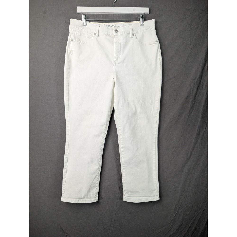 Eddie Bauer Womens Slightly Curvy Straight Leg White Jeans Size 12 SKU 5632